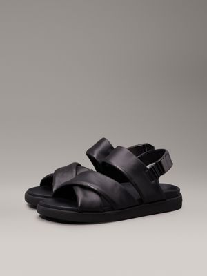 black leather sandals for men calvin klein