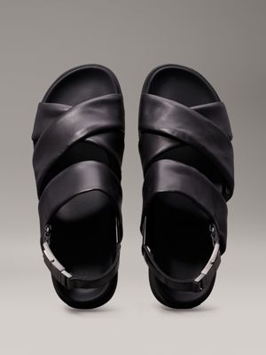 black leather sandals for men calvin klein