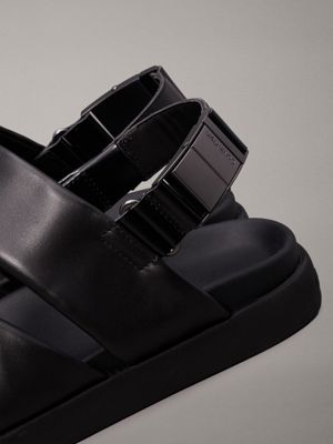 black leather sandals for men calvin klein