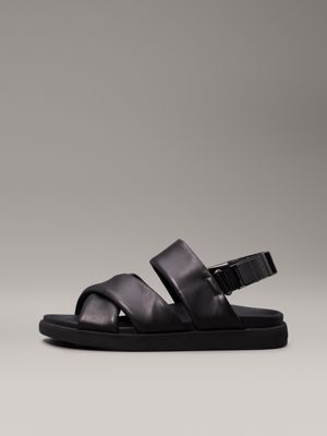 black leather sandals for men calvin klein