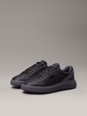 black/iron gate leather trainers for men calvin klein