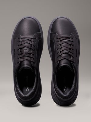 black/iron gate leather trainers for men calvin klein