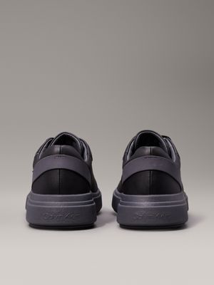 black/iron gate leather trainers for men calvin klein