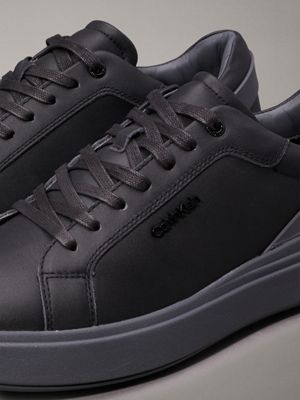 black/iron gate leather trainers for men calvin klein