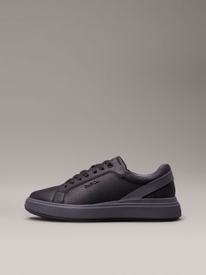 black/iron gate leather trainers for men calvin klein