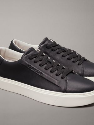 black leather trainers for men calvin klein