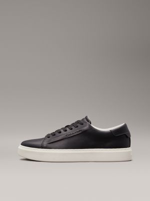 black leather trainers for men calvin klein