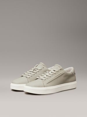 smog grey leather trainers for men calvin klein