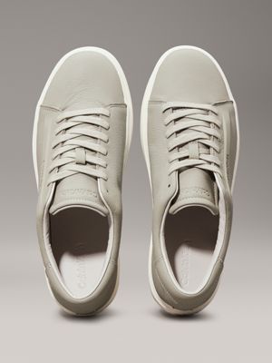 smog grey leather trainers for men calvin klein