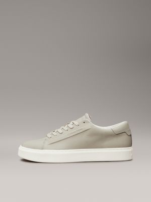 smog grey leather trainers for men calvin klein