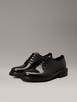 ck black leather lace-up shoes for men calvin klein