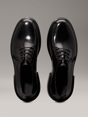 ck black leather lace-up shoes for men calvin klein