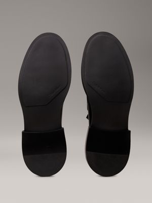 ck black leather lace-up shoes for men calvin klein