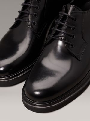 ck black leather lace-up shoes for men calvin klein