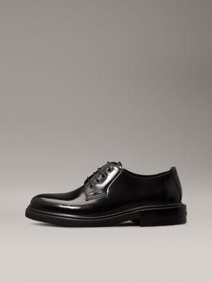 ck black leather lace-up shoes for men calvin klein