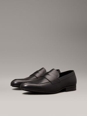 ck black leather loafers for men calvin klein