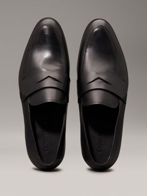 ck black leather loafers for men calvin klein