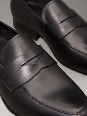 ck black leather loafers for men calvin klein