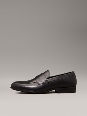 ck black leather loafers for men calvin klein