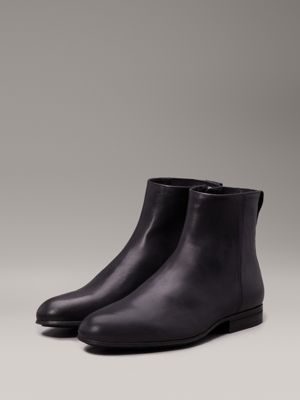 ck black leather ankle boots for men calvin klein