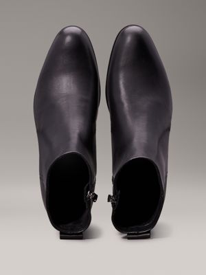 ck black leather ankle boots for men calvin klein