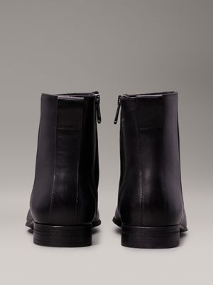 ck black leather ankle boots for men calvin klein