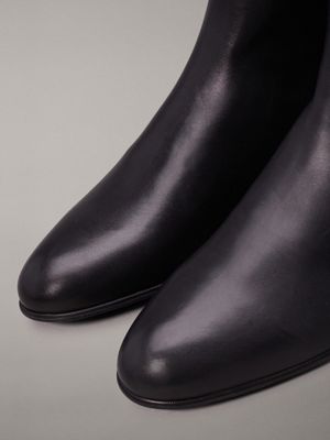 ck black leather ankle boots for men calvin klein