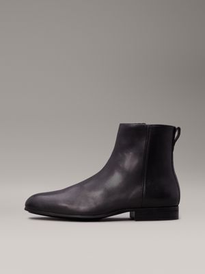 ck black leather ankle boots for men calvin klein