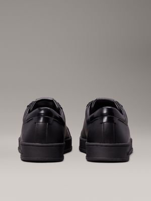 triple black leather trainers for men calvin klein