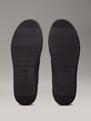 triple black leather trainers for men calvin klein