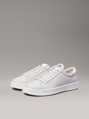 light grey/white leather trainers for men calvin klein