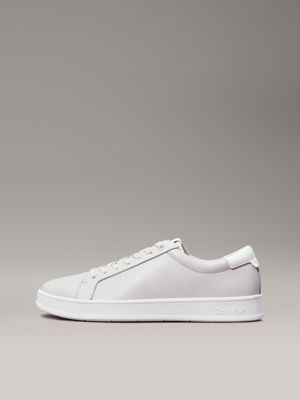 light grey/white leather trainers for men calvin klein