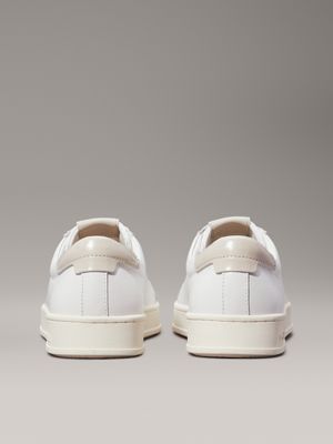 white/feather grey leather trainers for men calvin klein