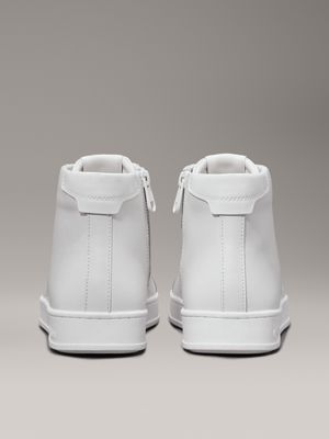 triple white leather high-top trainers for men calvin klein