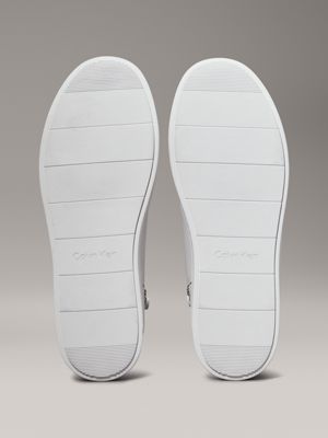 triple white leather high-top trainers for men calvin klein