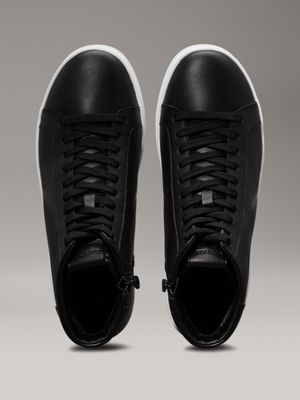 ck black leather high-top trainers for men calvin klein