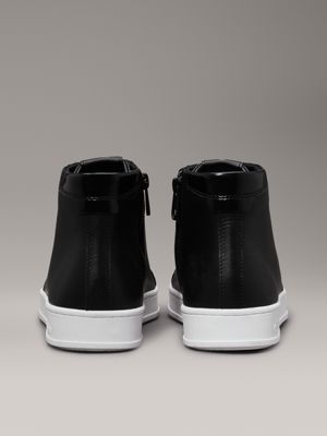 ck black leather high-top trainers for men calvin klein