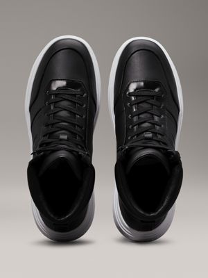 ck black leather high-top trainers for men calvin klein