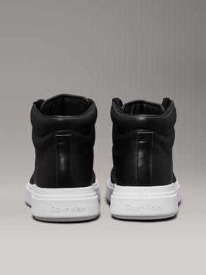 ck black leather high-top trainers for men calvin klein