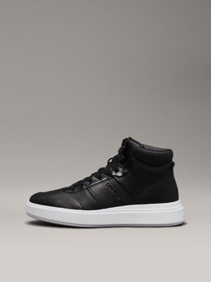 ck black leather high-top trainers for men calvin klein