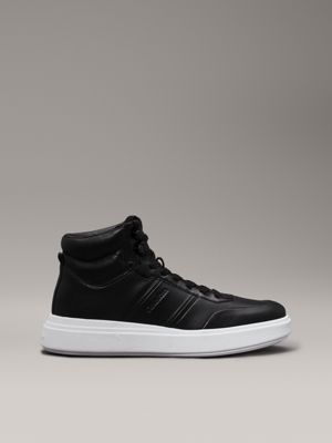 black leather high-top trainers for men calvin klein