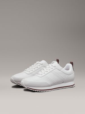 white/apple butter leather trainers for men calvin klein