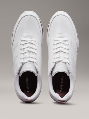 white/apple butter leather trainers for men calvin klein