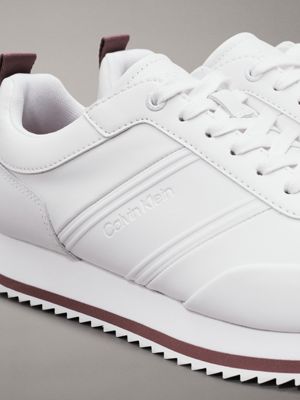 white/apple butter leather trainers for men calvin klein