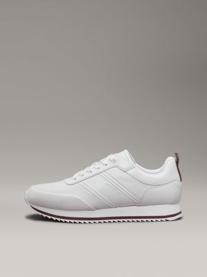 white/apple butter leather trainers for men calvin klein