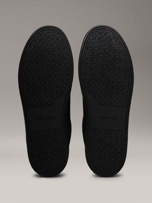 zapatillas con logo de piel triple black mono de hombres calvin klein