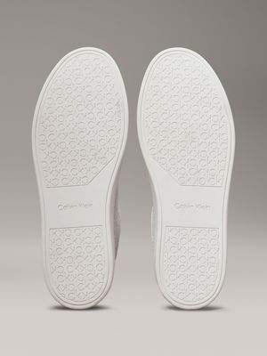 triple white mono leather logo trainers for men calvin klein