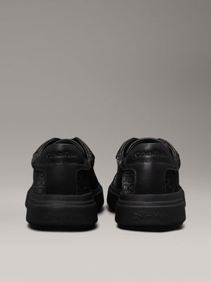 triple black mono logo trainers for men calvin klein