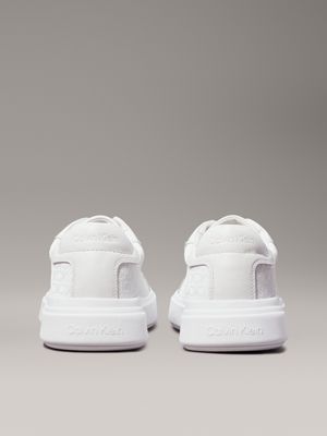 triple white mono logo trainers for men calvin klein