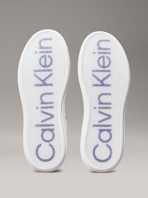 triple white mono logo trainers for men calvin klein